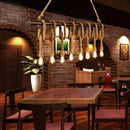 GobekUsa Adjustable Rope Exposed Island Light - Retro Industrial 5/6-Light - Beige/Light Yellow