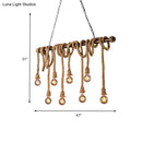 GobekUsa Adjustable Rope Exposed Island Light - Retro Industrial 5/6-Light - Beige/Light Yellow
