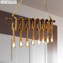 GobekUsa Adjustable Rope Exposed Island Light - Retro Industrial 5/6-Light - Beige/Light Yellow