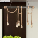GobekUsa Adjustable Rope Exposed Island Light - Retro Industrial 5/6-Light - Beige/Light Yellow