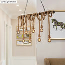 GobekUsa Adjustable Rope Exposed Island Light - Retro Industrial 5/6-Light - Beige/Light Yellow