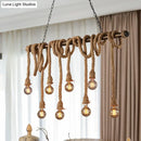 GobekUsa Adjustable Rope Exposed Island Light - Retro Industrial 5/6-Light - Beige/Light Yellow