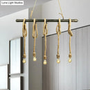 GobekUsa Adjustable Rope Exposed Island Light - Retro Industrial 5/6-Light - Beige/Light Yellow