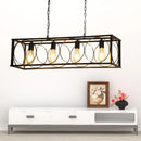 GobekUsa Industrial Retro Cage Pendant Light with 4 Bulbs - Black Metal Shade for Restaurant or Island