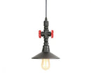 Industrial retro loft iron pipe pendant lamp dining room red valves by Decorbites