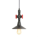 Industrial retro loft iron pipe pendant lamp dining room red valves by Decorbites