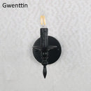 Industrial retro wall sconces black iron candle light bedroom decor by Decorbites