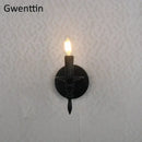 Industrial retro wall sconces black iron candle light bedroom decor by Decorbites