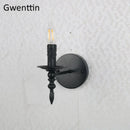 Industrial retro wall sconces black iron candle light bedroom decor by Decorbites