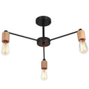 GobekUsa Industrial Rod Iron Wood Sputnik Chandelier Ceiling Lamp LED E27 Home Lighting