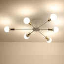 GobekUsa Industrial Rod Iron Wood Sputnik Chandelier Ceiling Lamp LED E27 Home Lighting