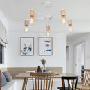 GobekUsa Industrial Rod Iron Wood Sputnik Chandelier Ceiling Lamp LED E27 Home Lighting