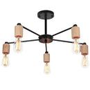 GobekUsa Industrial Rod Iron Wood Sputnik Chandelier Ceiling Lamp LED E27 Home Lighting