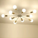 GobekUsa Industrial Rod Iron Wood Sputnik Chandelier Ceiling Lamp LED E27 Home Lighting
