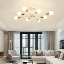 GobekUsa Industrial Rod Iron Wood Sputnik Chandelier Ceiling Lamp LED E27 Home Lighting