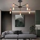 GobekUsa Industrial Rod Iron Wood Sputnik Chandelier Ceiling Lamp LED E27 Home Lighting
