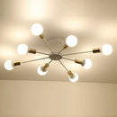 GobekUsa Industrial Rod Iron Wood Sputnik Chandelier Ceiling Lamp LED E27 Home Lighting