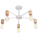 GobekUsa Industrial Rod Iron Wood Sputnik Chandelier Ceiling Lamp LED E27 Home Lighting