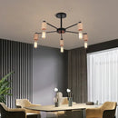 GobekUsa Industrial Rod Iron Wood Sputnik Chandelier Ceiling Lamp LED E27 Home Lighting