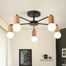 GobekUsa Industrial Rod Iron Wood Sputnik Chandelier Ceiling Lamp LED E27 Home Lighting
