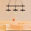 GobekUsa Industrial Rust Finish Gear Island Pendant with Open Bulb - 3-Light Wrought Iron Indoor Lamp