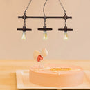 GobekUsa Industrial Rust Finish Gear Island Pendant with Open Bulb - 3-Light Wrought Iron Indoor Lamp