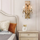 GobekUsa Industrial Rust Iron Wall Sconce with Teardrop Crystal, 2 Bulb Candle Style Light