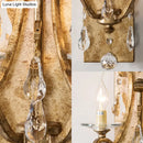 GobekUsa Industrial Rust Iron Wall Sconce with Teardrop Crystal, 2 Bulb Candle Style Light