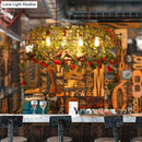 GobekUsa Industrial Rust Metal Hanging Lamp: 4 Lights Bird Cage Island Light with Flower Design for Restaurants