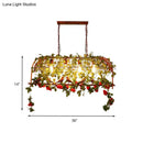 GobekUsa Industrial Rust Metal Hanging Lamp: 4 Lights Bird Cage Island Light with Flower Design for Restaurants