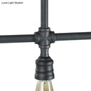 GobekUsa Rustic Black Island Lighting: 4-Head Metal Linear Piped Pendant for Living Room