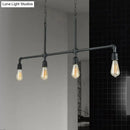 GobekUsa Rustic Black Island Lighting: 4-Head Metal Linear Piped Pendant for Living Room