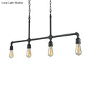 GobekUsa Rustic Black Island Lighting: 4-Head Metal Linear Piped Pendant for Living Room