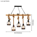 GobekUsa Rustic Hemp Rope Chandelier - Retro Industrial Pendant with Wire Cage for Restaurants