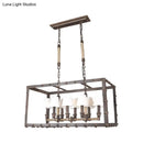 GobekUsa Rustic 8-Light Island Pendant Fixture with Traditional Fabric Barrel for Dining Room Lighting