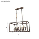 GobekUsa Rustic 8-Light Island Pendant Fixture with Traditional Fabric Barrel for Dining Room Lighting