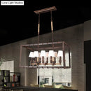 GobekUsa Rustic 8-Light Island Pendant Fixture with Traditional Fabric Barrel for Dining Room Lighting
