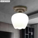 GobekUsa Industrial Semi Flush Light - Black Opal Glass Bowl Lighting Fixture for Corridor
