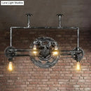 GobekUsa Coastal 6-Light Metal Island Pendant with Gear Design in Silver Gray