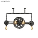 GobekUsa Coastal 6-Light Metal Island Pendant with Gear Design in Silver Gray