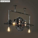 GobekUsa Coastal 6-Light Metal Island Pendant with Gear Design in Silver Gray