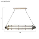 GobekUsa Industrial Silver Metal Pendant Light with LED, Clear Glass Shade - Cylindrical Wire Cage Design
