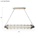 GobekUsa Industrial Silver Metal Pendant Light with LED, Clear Glass Shade - Cylindrical Wire Cage Design