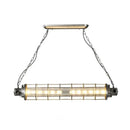 GobekUsa Industrial Silver Metal Pendant Light with LED, Clear Glass Shade - Cylindrical Wire Cage Design