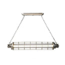 GobekUsa Industrial Silver Metal Pendant Light with LED, Clear Glass Shade - Cylindrical Wire Cage Design