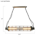 GobekUsa Industrial Silver Metal Pendant Light with LED, Clear Glass Shade - Cylindrical Wire Cage Design