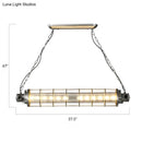GobekUsa Industrial Silver Metal Pendant Light with LED, Clear Glass Shade - Cylindrical Wire Cage Design