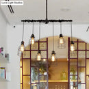 GobekUsa Aged Silver 6/10 Bulbs Industrial Cage Iron Pendant Light with Double Pipe Rod - Island Hanging Lamp Fixture