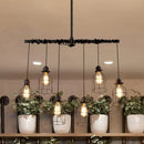 GobekUsa Aged Silver 6/10 Bulbs Industrial Cage Iron Pendant Light with Double Pipe Rod - Island Hanging Lamp Fixture