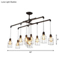 GobekUsa Aged Silver 6/10 Bulbs Industrial Cage Iron Pendant Light with Double Pipe Rod - Island Hanging Lamp Fixture